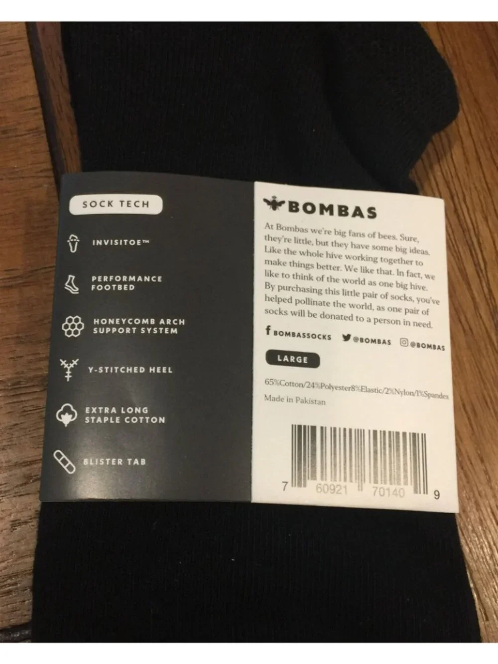 Bombas Men's Large Low Cut Tab Heel Black Socks